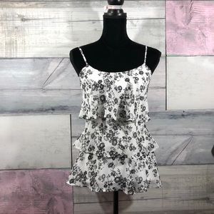 Candie’s Tiered ruffle top. White/black size Small